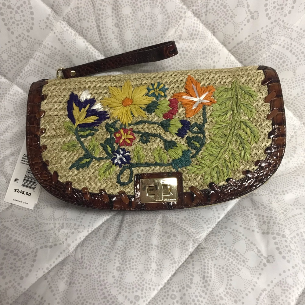 New Brahmin Sandrine Clutch Natural Le Jardin